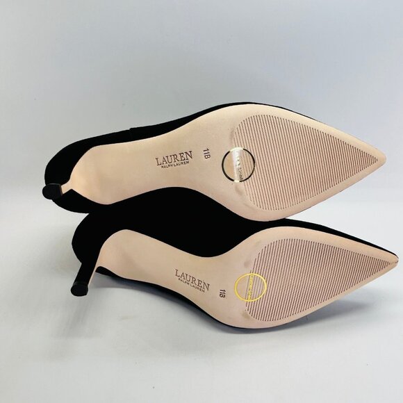 Lauren Ralph Lauren Lizie Velvet Ankle Boot Size 11B Suede Leather Black - Picture 10 of 16